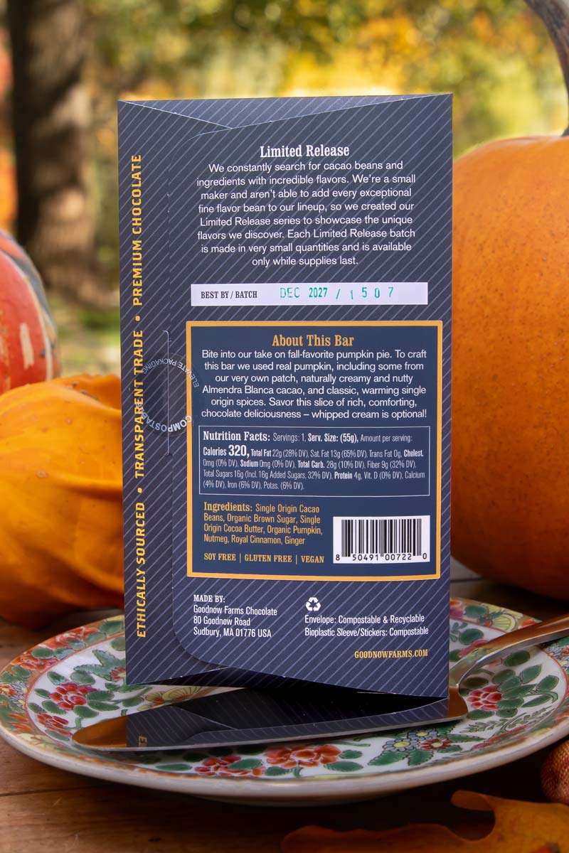 Goodnow Farms Limited Release Mexico 68% Dark Chocolate Pumpkin Pie Bar - Image 3