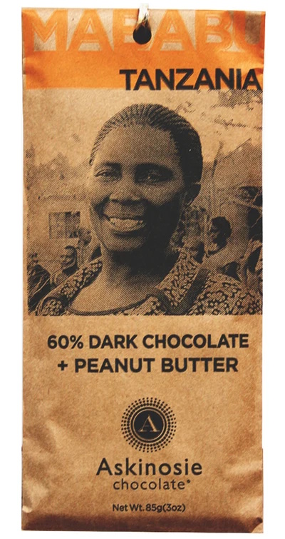 Askinosie Tanzania 60% Dark Chocolate Bar with Peanut Butter