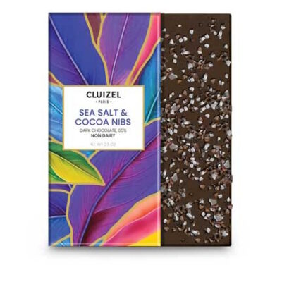 Cluizel 65% Dark Chocolate Bar with Cocoa Nibs & Sea Salt